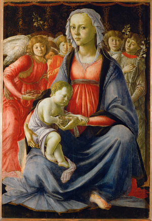 The Coronation of the Madonna with five angels  (tempera on wood)