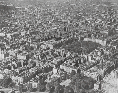 Manor of Eia, London: Looking East from Hyde Park across Grosvenor Square (b/w photo)