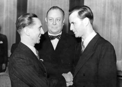 Joseph Goebbels, Emil Jannings, Wolfgang Liebeneiner (b/w photo)