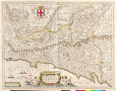 iEastern riviera Liguria, Italy, n 'Theatrum Orbis Terrarum, sive Atlas Novus' by Willem Blaeu, Amsterdam, 1645-50