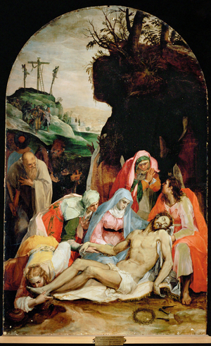 Lamentation of the dead Christ, 1680-85 (painting on wood)