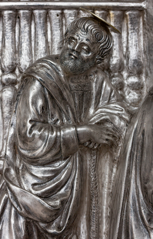 Proclamation to Zacharias and Visitation, tile from The Silver Altar of Saint  John's Treasure, 1367-1483