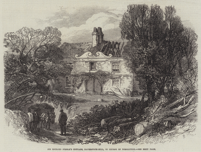 Sir Richard Steele's Cottage, Haverstock-Hill, in Course of Demolition (engraving)