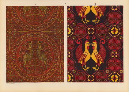 Page from Ornamente de Gewebe, 1874 – textile designs (colour litho)