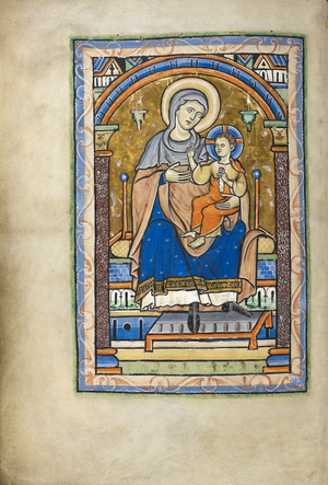 Prefatory miniature of the Virgin and Child, c.1200 (illumination)