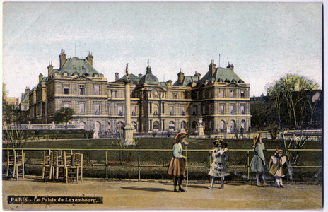 Geography. France. Paris. Jardin du Luxembourg. The Senate. Postcard, France, c.1920 (postcard)