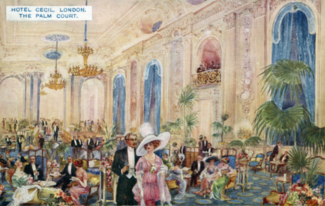 Palm Court, Hotel Cecil, London (colour litho)