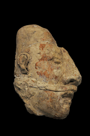 Antropomorphic head, Head of the sacrificed, Palenque, Chiapas, Mexico, Maya culture, Late Classic period (600-900 AD), Stucco