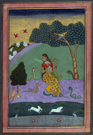 India: 'Asavari Ragini'. From an album or muraqqa' compiled in the Deccan in the late 19th century CE