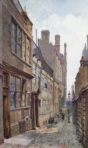Lost London: Sir William Congreve's House, South end of Cecil Street, Strand (colour litho)