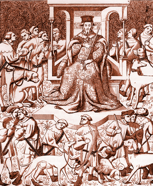 Gaston Phoebus teaching the art of venery