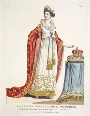Sa Majesté L'Impératrice Joséphine. En robe de Cérémonie et Manteau Impérial le jour du sacre, early 19th century (etching, hand-coloured)