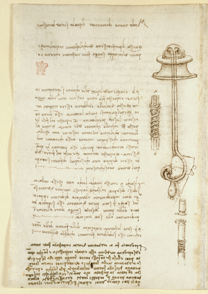 Arundel 263, f.24v Notes and sketches illustrating Leonardo's study of breathing apparatus for a diver (1508), from 'Codex Arundel' (pen & ink on paper)