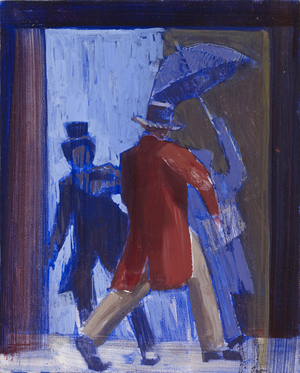 Oliver, Three figures going in Different Directions, 2009 (oil on panel)