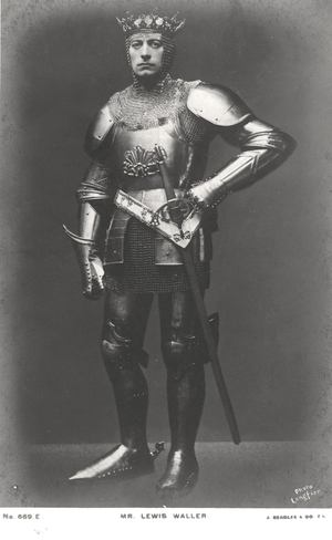 Lewis Waller in a production of 'Henry V' by William Shakespeare (b/w photo)