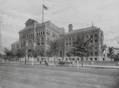 High School, Denver, Colorado (b/w photo)