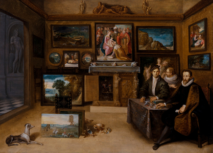 The Interior Of A Collector's Cabinet With Justus Lipsius And Two Conslefhebbers, 16th-17th century (oil on panel)