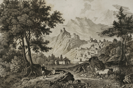Ancient city of Gavar, Armenia, 1838 (engraving)