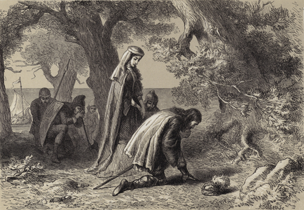 Thorfin and Gudrida on the Shore of Vineland (engraving)