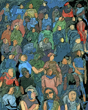 Rainy Day Crowd, 1999 (computer graphics)