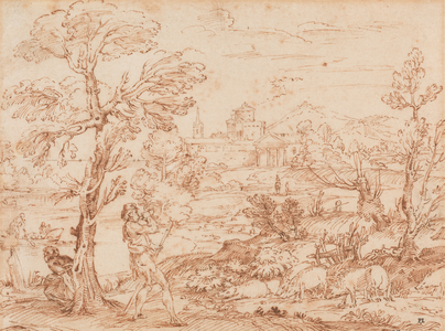 Landscape with Herdsman and Pigs,
16th-early 17th century (Pen and ink on paper)