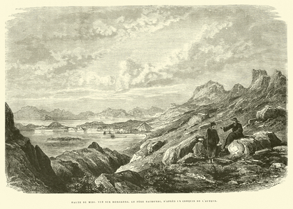 Halte du Midi, Vue sur Hongkong, le Pere Raimondi, d'apres un croquis de l'Auteur (engraving)