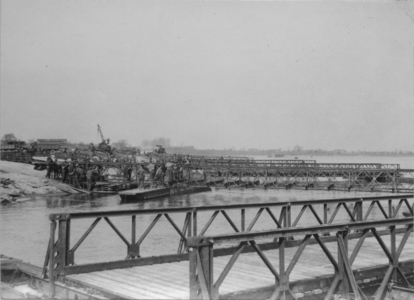 Soldiers Building a Pontoon Bridge, 1942 (b/w photo)