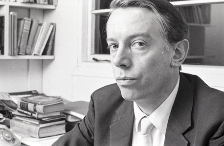 Ken Tynan, National Theatre Company offices at Old Vic, London, 1966 (b/w photo)