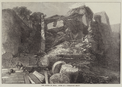 The Floods in India, Ruins of a Mirzapore Ghaut (engraving)