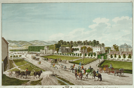 Entrance to the Augarten, a park opened to the publicby Emperor Joseph II … (engraving)