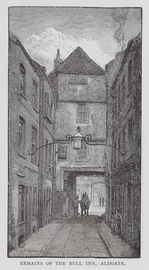 Remains of the Bull Inn, Aldgate (engraving)