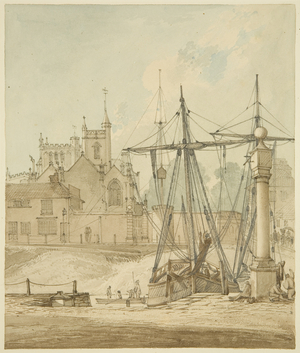 St Augustine's Back, with the Dial (sun dial), 1824 (pencil & w/c on paper)