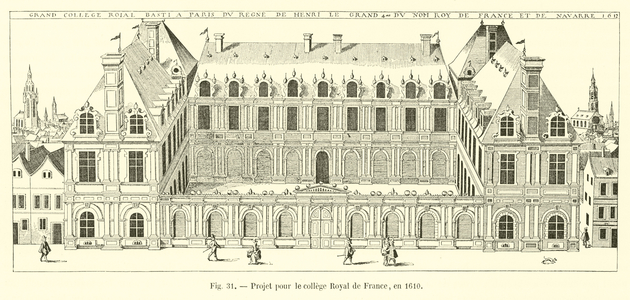 Projet pour le college Royal de France, en 1610 (engraving)