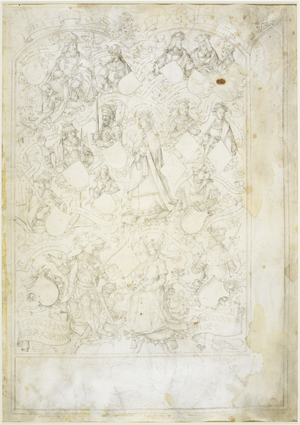 Genealogical tree of the Kings of England and Castille.
One large miniature drawn but not painted.