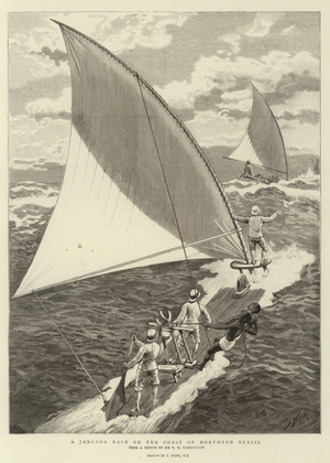 A Jangada Race on the Coast of Northern Brazil (engraving)