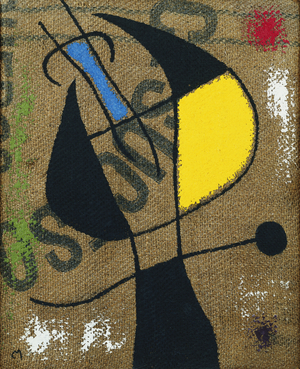 Woman and Bird IX/X; Femme et Oiseau IX/X, 1960 (oil on hessian)