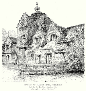 Stables at Marple Hall, Cheshire (engraving)