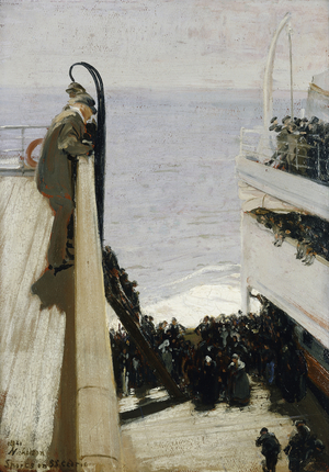 Sport on the S.S. Cedric, 1921 (oil on canvasboard)