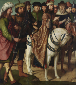 Roman soldiers and Jewish judges (oil on panel)