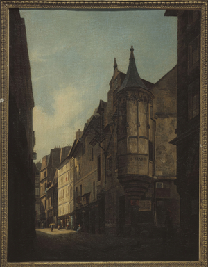 L'échauguette de l'hôtel de Schomberg à l'angle des rues Bailleul et Jean Tison, en 1832, in 1832 (oil)