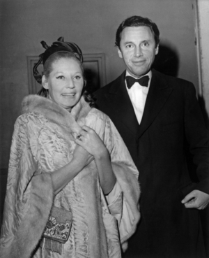Actress Tilda Thamar and her Husband Arriving For Conference of Salvadordali November 10, 1966 at Polytechnique School (b/w photo)