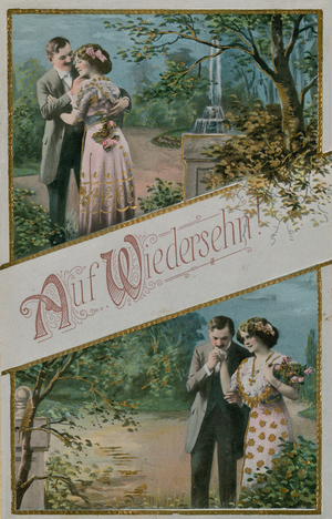 'Auf Wiedersehn' greeting card, 1913 (colour litho) 
