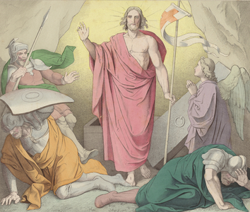 The resurrection (coloured engraving)