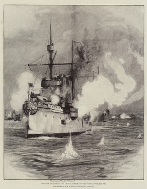 The War in Eastern Asia, Naval Attack on the Forts at Wei-Hai-Wei (engraving)