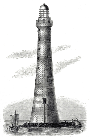 Engraving depicting Skerryvore Lighthouse