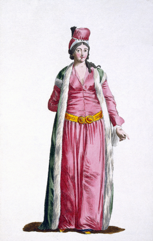 A Noblewoman of Smyrna in Turkey, 1780 (coloured engraving)