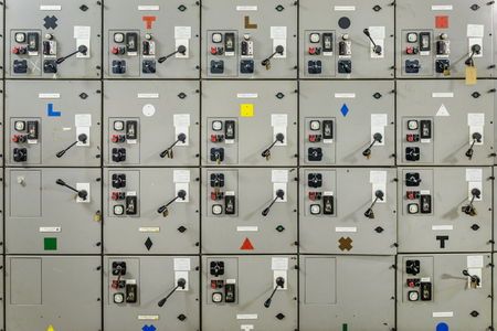 Detail of electrical control boards in Littlebrook D Power Station, Manor Way, 2015(photo)