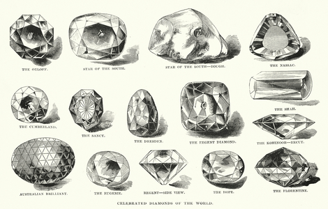 Celebrated diamonds of the world (engraving)