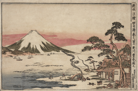 View of Mount Fuji in spring from Tago Bay (woodblock print)