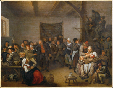 Scene in a pub (painting on canvas)